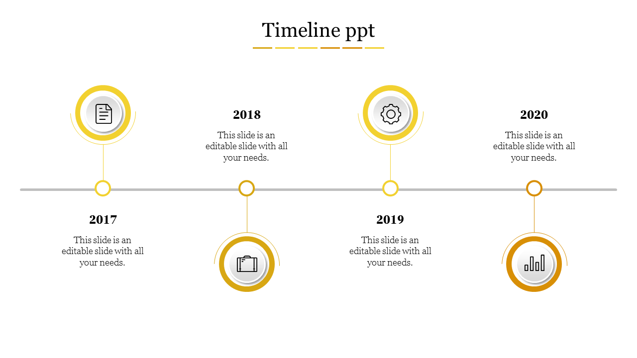 Free - Attractive Timeline PPT With Circle Model Slide Template